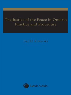 cover image of The Justice of the Peace in Ontario